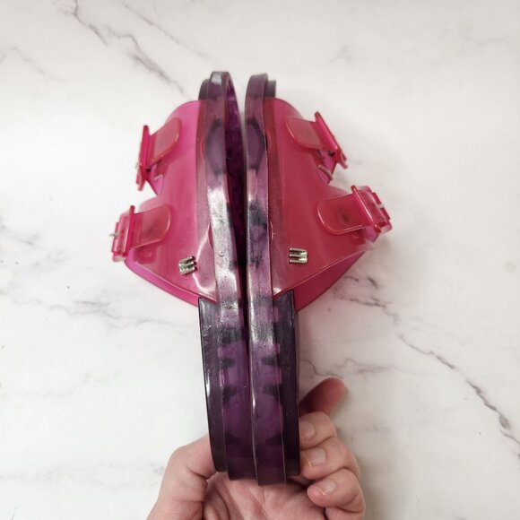 Mini Melissa Pink Slide Sandals Double Buckle Jellies Summer Sweet Scent Youth 1 - Picture 6 of 8